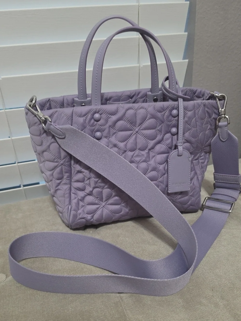 Kate Spade Quilted Lavender Small Handbag Crossbody with Adjustable Strap